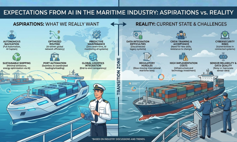 Expectations from AI in the Maritime Industry: Aspirations vs Reality! What Do We Really Want AI to Do for Us?